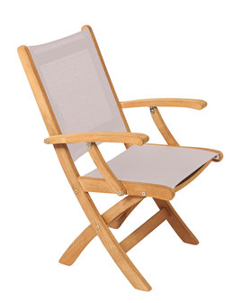 Traditional Teak KATE folding armchair / Klappsessel (Taupe) 