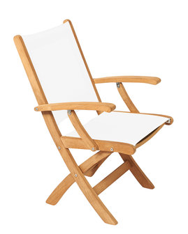 Traditional Teak KATE folding armchair / Klappsessel (Wei&szlig;) 