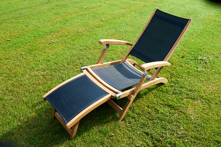 Traditional Teak KATE deckchair / Liegestuhl (Wei&szlig;)