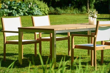 Traditional Teak KATE stacking chair / Stapelstuhl (wei&szlig;)