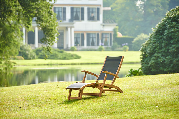 Traditional Teak KATE deckchair / Liegestuhl (Taupe)