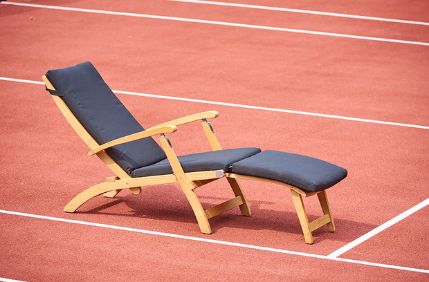 Traditional Teak KATE deckchair / Liegestuhl (Weiß)