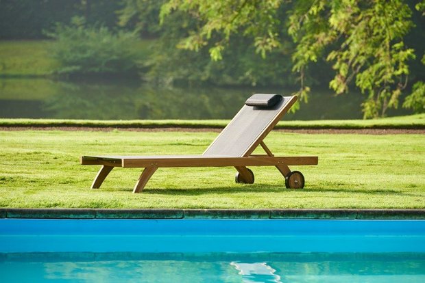 Traditional Teak KATE lounger / Liege (Weiß)