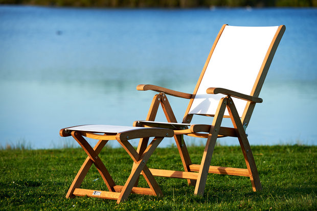 Traditional Teak KATE Recliner / Hochlehner (Weiß)